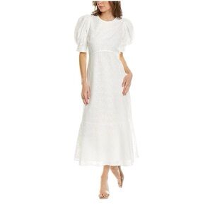 Ted Baker White Midi Eyelet Jenaay Embroidered Dress